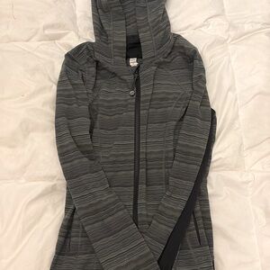 Lululemon zip up gray/black striped hooded jacket